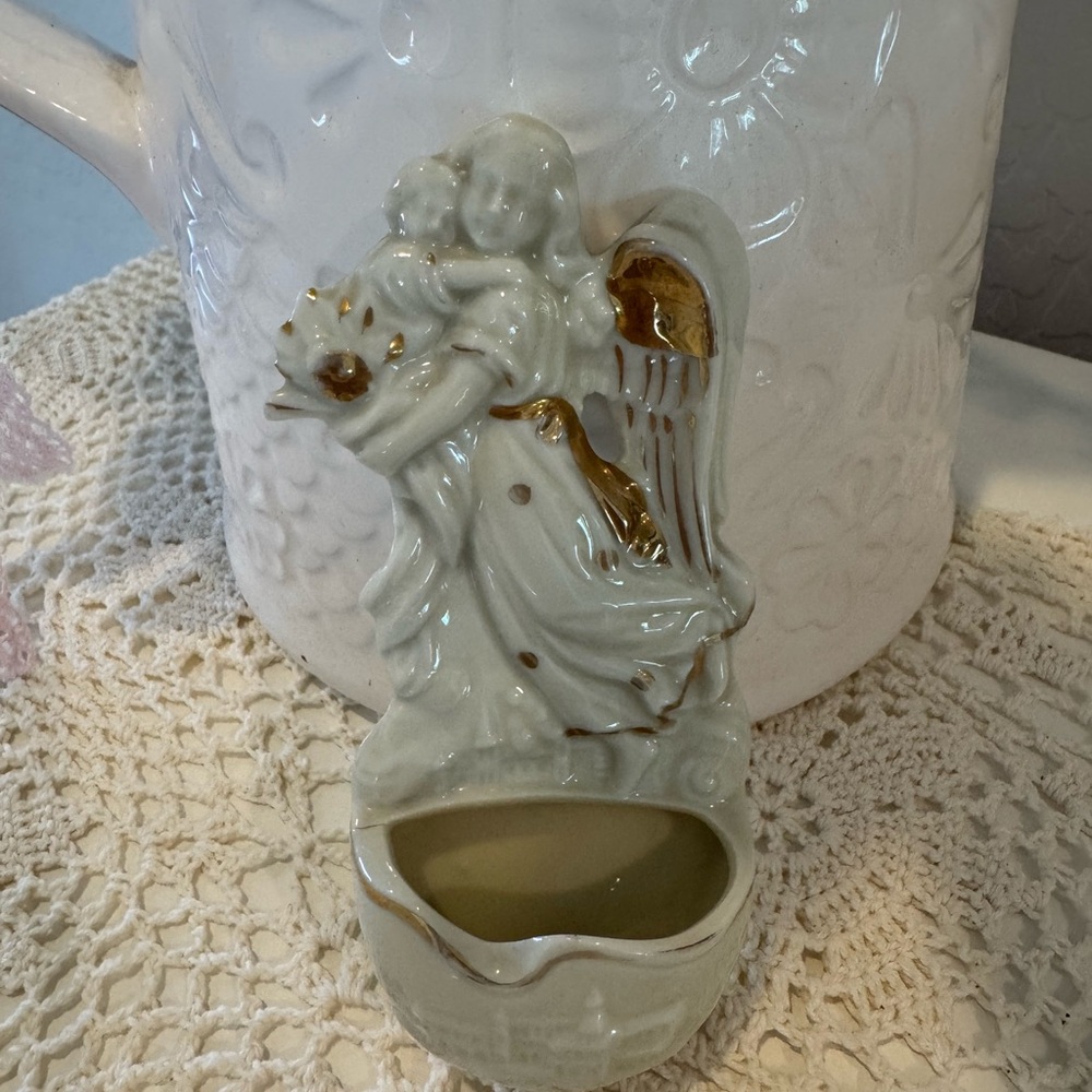 Vintage Angel & Baby Holy Water Fonts Set of 2 Porcelain 5”x2” - Picture 9 of 10